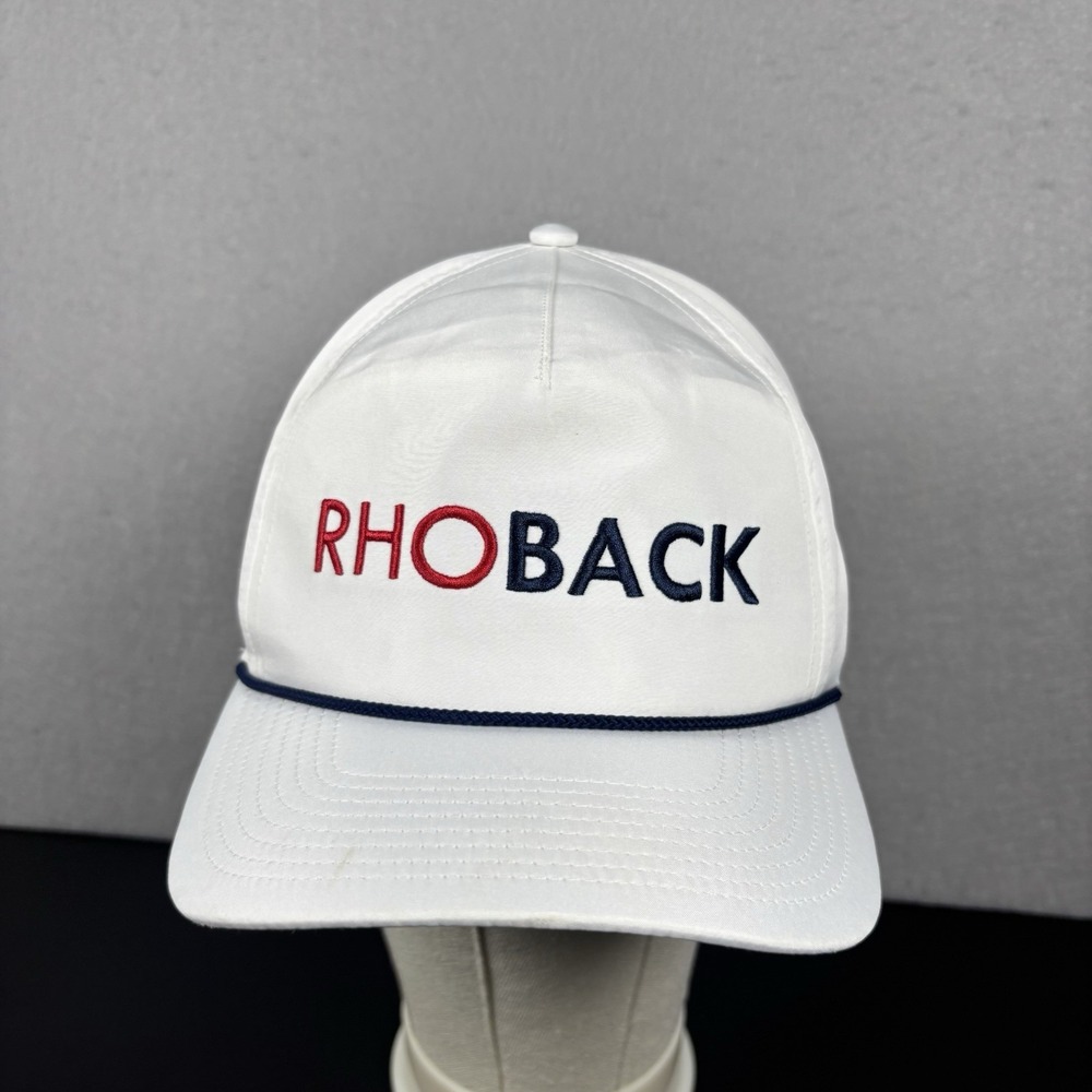 Rhoback Men's Performance Golf Snapback Hat Spellout White‎ Vented Rope Cap